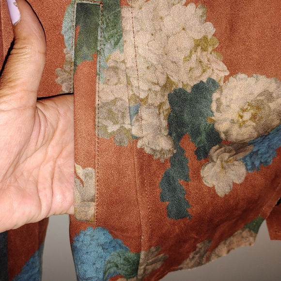 Elie Tahari Faux Leather Brown Hydrangea Jacket Sz.L NWT - Picture 4 of 10